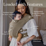 Ergobaby Embrace Baby Carrier Newborn to Toddler - Lightweight Ergonomic Baby Carriers - Cozy Essentials (7-25 Pounds), Ponte Knit, Sage Meadows
