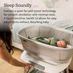 UPPAbaby Soma Smart Bassinet – 5 motions + 5 speeds + 4 Sounds with MotionSync Technology – Height Adjustable – Included Mattress, Sheet + Storage Basket – Charlie (Sand Mélange)