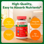 SmartyPants Kids Multivitamin & Fiber Gummies: Prebiotic Fiber to Support Kids Digestion with Vitamin D3, C, Vitamin B12, B6, A, Zinc, Biotin, Folate, Three Fruit Flavors, 90 Count (30 Day Supply)