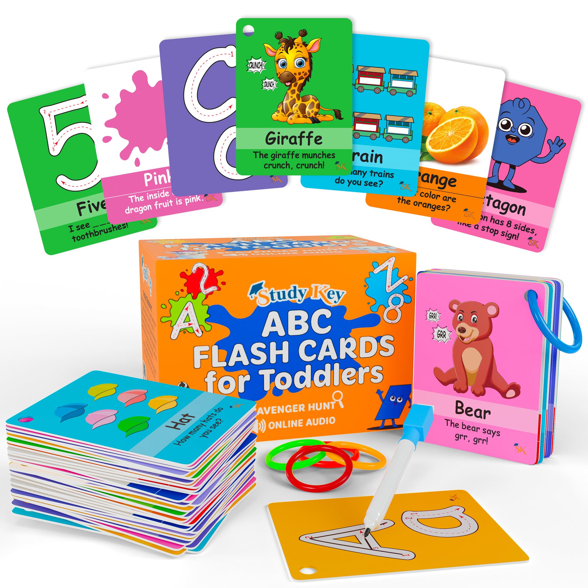 STUDYKEY ABC Flash Cards for Toddlers 1-3–First Words, - Educational ...