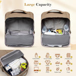 Diaper Bag Backpack,Baby Bag Backpack with Changing Station,Waterproof Large Diaper Bag for Baby Boy Girls,Pañaleras Para bebe with 15 Pocket,2 Insulated Pockets,Brown