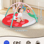 Heypappy Tummy Time Mat, 9-in-1 Strawberry Baby Play Gym Mat, Oversize Baby Play Activity Mat with Sunshade & 6 Detachable Sensory Toys, Washable Non-Slip Mat for Newborn Infant Baby Essentials Gift