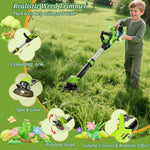 UPGRADED Kids Tool Set, 3-IN-1 Toddler Power Garden Tools with Sounds & Lights, Volume+/-, Toy Weed Wacker, Leaf Blower & Hedge Trimmer, Hat, Gloves, Apron, Toy Tools Christmas Birthday Gifts for Boys