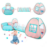 3 in 1 Pop Up Kids Play Tent with Tunnel and Ball Pit for Kids, Boys, Girls, Babies and Toddlers, Indoor/Outdoor Playhouse,Orange Pink/Light Green