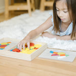 Melissa & Doug Pattern Blocks and Boards - Wooden Classic Toy With 120 Solid Wood Shapes and 5 Double-Sided Panels, Multi-colored - STEAM Animals, Tangrams Puzzle For Kids Ages 3+