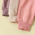 allshope Toddler Baby Girl Fall Pants 3 Pack Active Jogger Casual Athletic Trousers Solid Color Pocket Elastic Waist Harem Bottoms (Apricot Pink Purple, 12-18 Months)