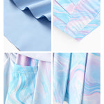 PATPAT Girls 2 Piece Tennis Skirt Set Size 6-7, Blue Tank Tops and Blue Tie Dye Pleated Skort with Built In Shorts 2 Piece Outfits Girl Summer Clothes Workout Outfit Athletic Sets Activewear