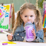 Chicco Insulated Straw Sippy Cup 12+ Months, 9oz Toddler Training Cup with Spill-Free Flip-Top Lid, BPA-Free 2-Pack, Dream Pink/Purple