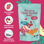 Amara Smoothie Melts - Carrot Raspberry - Baby Snacks Made With Fruits and Vegetables - Healthy Toddler Snacks For Your Kids Lunch Box - Organic Plant Based Yogurt Melts - 6 Resealable Bags