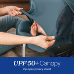 Chicco KeyFit Max Zip ClearLux Infant Car Seat and Base, Rear-Facing Seat for Infants 4-30 lbs., Zip-Open Privacy Shield, Compatible with Chicco Strollers, Baby Travel Gear | Midori/Blue