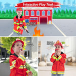 Popsunny Firefighter Costume for Kids 3 4 5 Years, Toddler Fireman Toy with Dress Up Outfit & Fire Extinguisher, Christmas Pretend Play Gift for Toddler Boys Girls