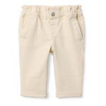Amazon Essentials x Sofia Grainge Baby Girls' Straight Leg Jean with Ruffle, Ivory, 6-9 Months
