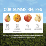 Happy Baby Organics Stage 2 Baby Food Pouches, Gluten Free, Vegan & Healthy Snack, Clearly Crafted Fruit & Veggie Puree, Pumpkin, Peaches & Granola, 4 Ounces (Pack of 16)