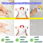WOSWEL Super Washable Jumbo Crayons Bulk, 24 Pack Crayons with 8 Bright Colors, Non-Toxic Easy-Grip for Toddlers 1-3 & Kids Ages 4-8, Safe Art Supplies for Coloring Books & School Projects