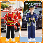 DISHIO Dress Up Clothes for Kids Pretend Role Play Costumes Trunk Toddlers Dress Up Costumes with Fireman Police Doctor Chef Kids Costume Dress Up Costumes for Boys Girls Birthday Party Age 3 to 6