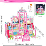 Doll House for Girls,13 Rooms Dollhouse with Dolls Figure, Puppies,Furnitures, Accessories, LED Light, Toddler Playhouse Gift for for 3 4 5 6 7 8 9 10 Year Old Girls Toys (Pink)