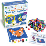 Learning Resources STEM Explorers Pixel Art Challenge - Math Puzzles, Pattern Blocks, Creativity for Kids Sensory Bin, Arts and Crafts, Math Manipulatives, Building Toys, Montessori