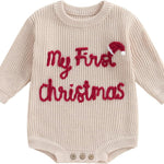Adobabirl Baby Girl Boy Knitted Sweater Bubble Romper Long Sleeve Jumpsuit Festival Outfit Fall Winter Spring Clothes