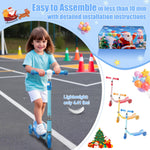 Kick Scooters for Kids 3-5 5-7 Years Age - Handlebars Flexible Steer,Height Adjustable,Stable Light Up Three Wheeled Toddler Scooter for Boy & Girl,Indoor Outdoor Kid Child Toy Gift - Blue