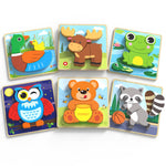 BenBen Wooden Puzzles for Toddlers 1-3, 6 Pack Animal Puzzles for Toddlers 2-4, Montessori Toys for 1 2 3 Year Old Boys Girls, Learning Educational Preschool Toys