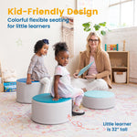 ECR4Kids SoftZone Colorful Round Ottoman Seating Set, Classroom Furniture, Contemporary, 3-Piece