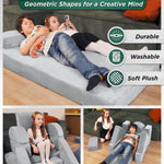 Lunix LX22 11pcs Modular Kids Play Couch, Child Sectional Sofa, Fortplay Bedroom and Playroom Furniture for Toddlers, Convertible Foam and Floor Cushion for Boys and Girls, Gray
