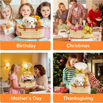 Mapaim Baskets for Gifts Empty Set of 4, Bamboo Woven Large Gift Basket with Wrap Bags, Pull Bows, Greeting Cards,Baskets for Gifts Empty Bulk for Birthday, Shower, Housewarming (Brown-Oval)