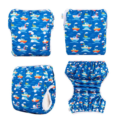 Babygoal Baby & Toddler Boys&Girls Swim Diapers, Reusable Adjustable Washable One Size Fits 6M-3T Gifts and Swimming Lessons 3 Pack 3ZSD26