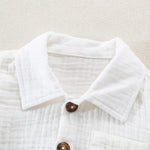 Baby Boys Clothes Set Toddler Infant Boys Button-down Shirt Tops + Cotton Gauze Shorts Summer Outfit 2PCS with Pockets