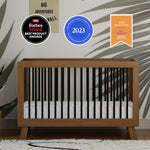 Babyletto Hudson 3-in-1 Convertible Crib with Toddler Bed Conversion Kit in Natural Walnut/Black, Greenguard Gold Certified