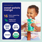 Cerebelly Organic Baby Food Pouches, Sweet Potato Mango Purees, 16 Nutrients, No Added Sugar, Fiber & Non-GMO, 4oz, 6 Pack