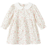 pureborn Toddler Girls Woven Dress Long Sleeve Spring Fall Playwear Dresses White Pink Blooms 2-3 Years