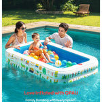 QPAU Kiddie Pool – 65" x 39" Inflatable Pool for Kids & Toddlers, Ball Pit & Baby Pool with Soft Cushioned Floor, Canopy for Sun Protection, Durable Outdoor Play Toys for Backyard & Indoor (Blue)
