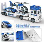Dwi Dowellin Toddler Boy Toys for 3 4 5 6 Year Old, 25" Semi Truck Toy with Racing Car and Helicopter - Police Toys,Birthday Gifts for Kids Child 2 3 4 5 6 Years Old