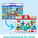 MEGA BLOKS First Builders Toddler Blocks Toys Set, Deluxe Building Bag with 150 Pieces and Storage, Creative Open-Ended Play, Blue, Ages 1+ Years (Amazon Exclusive)
