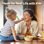 FOODLE 6pcs Wheat Straw Kids Bowls - 12oz Microwave & Dishwasher Safe Toddler Bowls - BPA Free & Non Toxic Dishes for Baby - Unbreakable and Durable Childrens Snack and Cereal Bowl