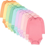 HonestBaby 10-Pack Long Sleeve Bodysuits One-piece 100% Organic Cotton for Infant Baby Boys, Girls, Unisex
