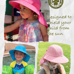 Camptrace Toddler Kids Sun Hats with Neck Flap UPF 50+ UV Protection Wide Rigid Brim Boys Girls Beach Swim Sunhat