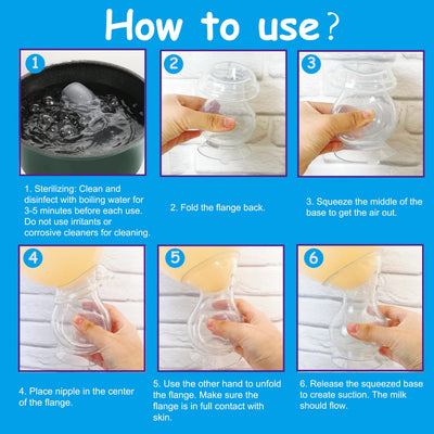 Elate Manual Breast Pump for Breastfeeding | Silicone Milk Collector with Leak-Proof Stopper for Nursing Moms | Enhance Milk Production | BPA PVC Free – 5oz (Blue)