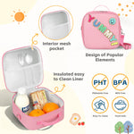 Aimsnk Reusable Insulated Lunch Bag for Kids Teens & Adults with Adjustable Shoulder Strap - Large Durable Lunch Bag Tote for School Travel Picnic Work - Leakproof Design Lunch Carrier (Pink-YUMMY)