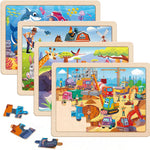 Wooden Puzzles for Kids Ages 4-6, 4 Packs 24 Pcs Wooden Jigsaw Puzzles for Toddlers Ages 3-5, Preschool Educational Puzzle Toys Gifts for 3 4 5 6 Boys Girls