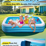 2025 Upgrade Inflatable Pool for Kids and Adults-120"*72"*22" Full-Sized Inflatable Swimming Pool Leakproof Blow Up Above Ground for Backyard Outdoor Garden Summer Water Party Blue