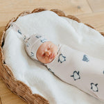 Copper Pearl Swaddle Blankets for Newborns | Soft Stretchy Receiving Blankets for Boys and Girls | Large 46 x 46 Inch Baby Blankets | Lightweight and Breathable Swaddles | Penguins