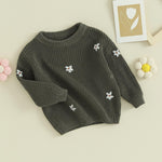 Mubineo Baby Girl Winter Clothes Cute Flower Sweater Crewneck Pullover Long Sleeve Knit Newborn Infant Sweaters (US, Age, 0 Months, 3 Months, Army Green)