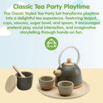 PlanToys® Wooden Classic Tea Set for Montessori Inspired Pretend Play | Social Interaction, Communication and Imaginative Role Play | Eco Friendly Wooden Tea Time Set for Creative Learning