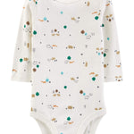 Simple Joys by Carter's Unisex Babies' Long-Sleeve Bodysuit, Pack of 5, Bear/Forest Animals/Stripe, 0-3 Months
