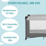Dream On Me Zazzy Portable Playard with Bassinet in Grey, Packable and Easy Setup Baby Playard, Lightweight and Portable Playard for Baby with Mattress and Travel Bag