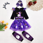 Baby Girl Halloween Costumes My 1st Halloween Outfits Romper+ Tutu Skirt+ Striated Leg Warmer+ Bunny Headband Outfit Set