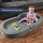 RONBEI Toddler Travel Bed, 2-in-1 Kids Travel Beds Sofa Chair, Foldable Portable Toddler Bed
