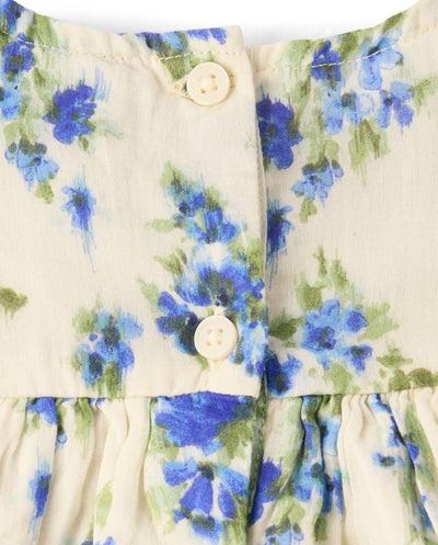 The Children's Place,Baby-Girls,and Newborn Casual Short Sleeve Dress with Diaper CoverBlue Floral,6 Months,9 Months